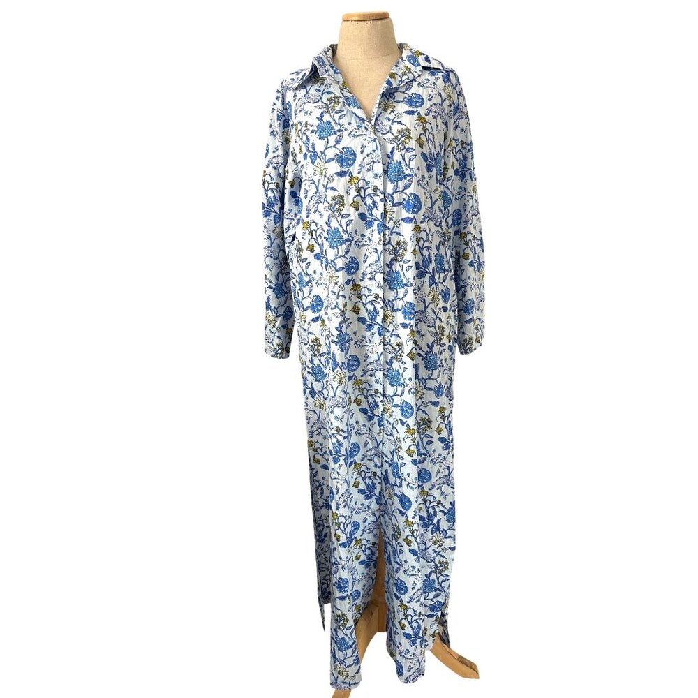 Pomegranate Women's Sz S/M  Floral Button Down Maxi Dress